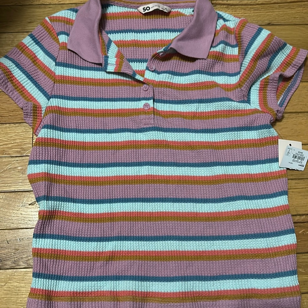 SO Rainbow 80,s style Roller Rink Polo Shirt Size XL